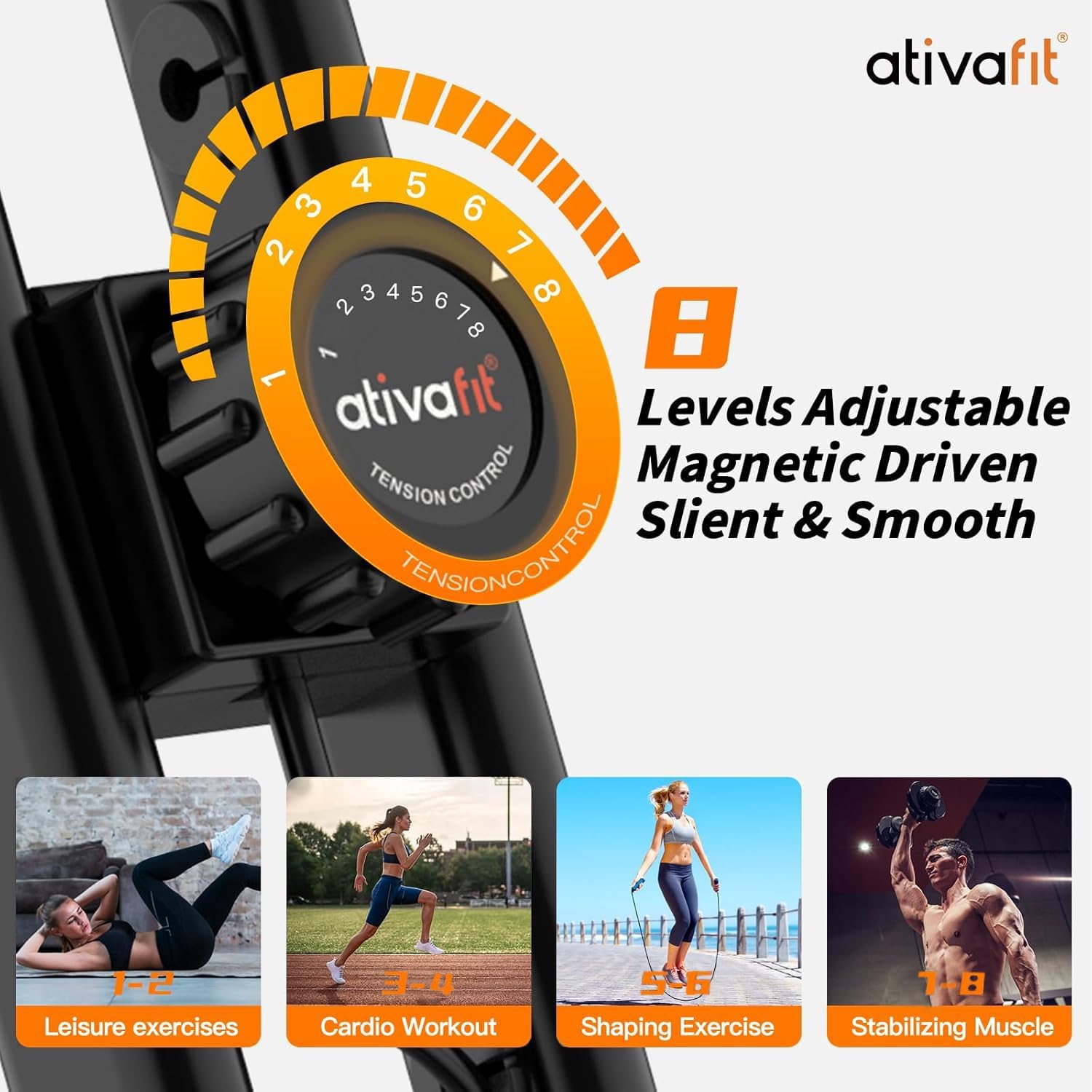 ATIVAFIT Exercise Bike Foldable Fitness Indoor Cycling Bike Magnetic 3 in 1 Upright Recumbent Exercise Bike with Resistance Bands for Home Workout - Image 2