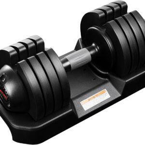 52LBS Single/Pair Adjustable Dumbbells Set Premium Rubber Coated Dumbbell Set with Secure Locking Mechanism for Safe & Customizable Strength Training