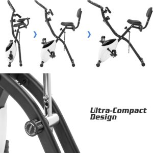 16-Level Adjustable Magnetic X-Bike for Home Gym Cardio – Foldable Upright/Recumbent Bike with LCD & Arm Bands – 350 lbs Capacity – Space Saving Design
