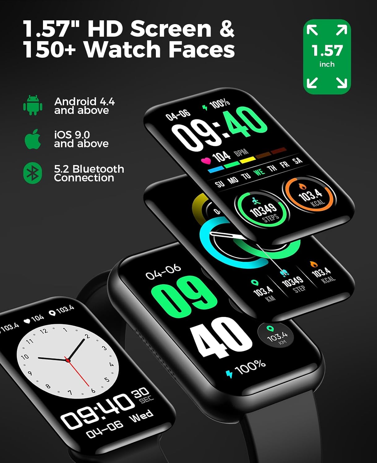Smart Watch Fitness Tracker (Answer/Make Calls), 24/7 Heart Rate Spo2 Blood Pressure Monitor Sleep Tracker, 114 Sports Modes Calorie Step Tracker Pedometer, Waterproof Activity Tracker for Women Men - Image 6