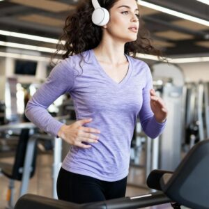 Moisture Wicking Shirts for Women Quick Dry Athletic Running Long Sleeve T Shirts Womens V Neck Workout Tops