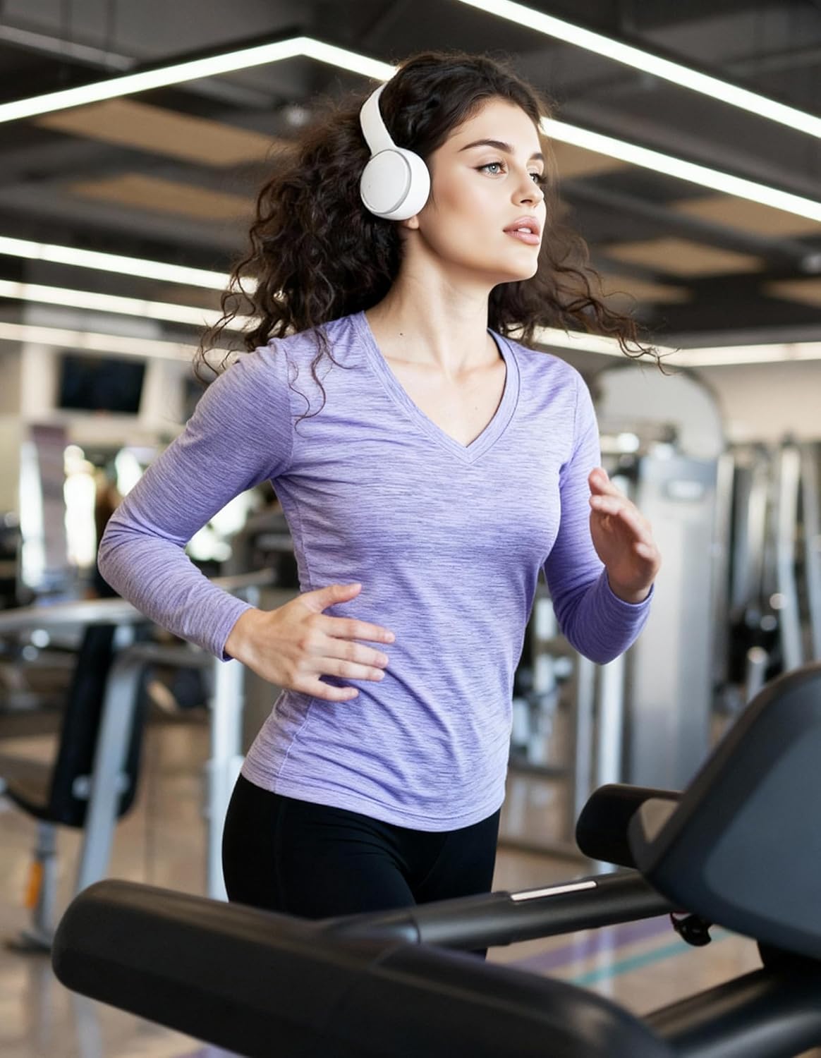 Moisture Wicking Shirts for Women Quick Dry Athletic Running Long Sleeve T Shirts Womens V Neck Workout Tops - Image 2