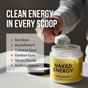 NAKED Energy – Pure Pre Workout Powder for Men and Women, Vegan, Unflavored, Healthy Pre Workout – No Added Sweeteners, Colors Or Flavors – 50 Servings