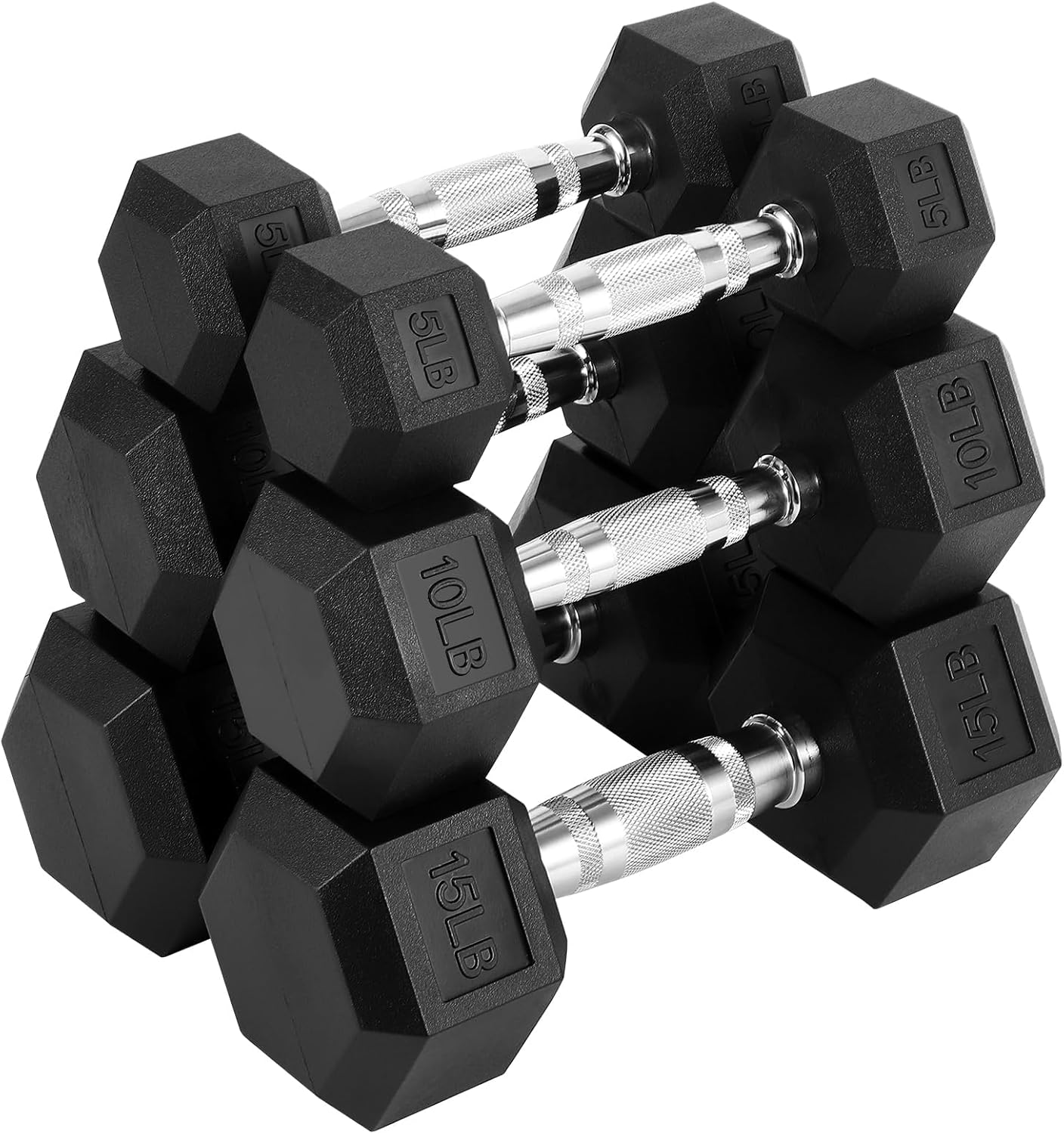 IDEAHOUSE Non-Slip Hex Dumbbells - Rubber & PEV Coated Free Weights with Anti-Roll Handles for Unisex Strength Training (Home Gym Exercise Equipment) - Image 2