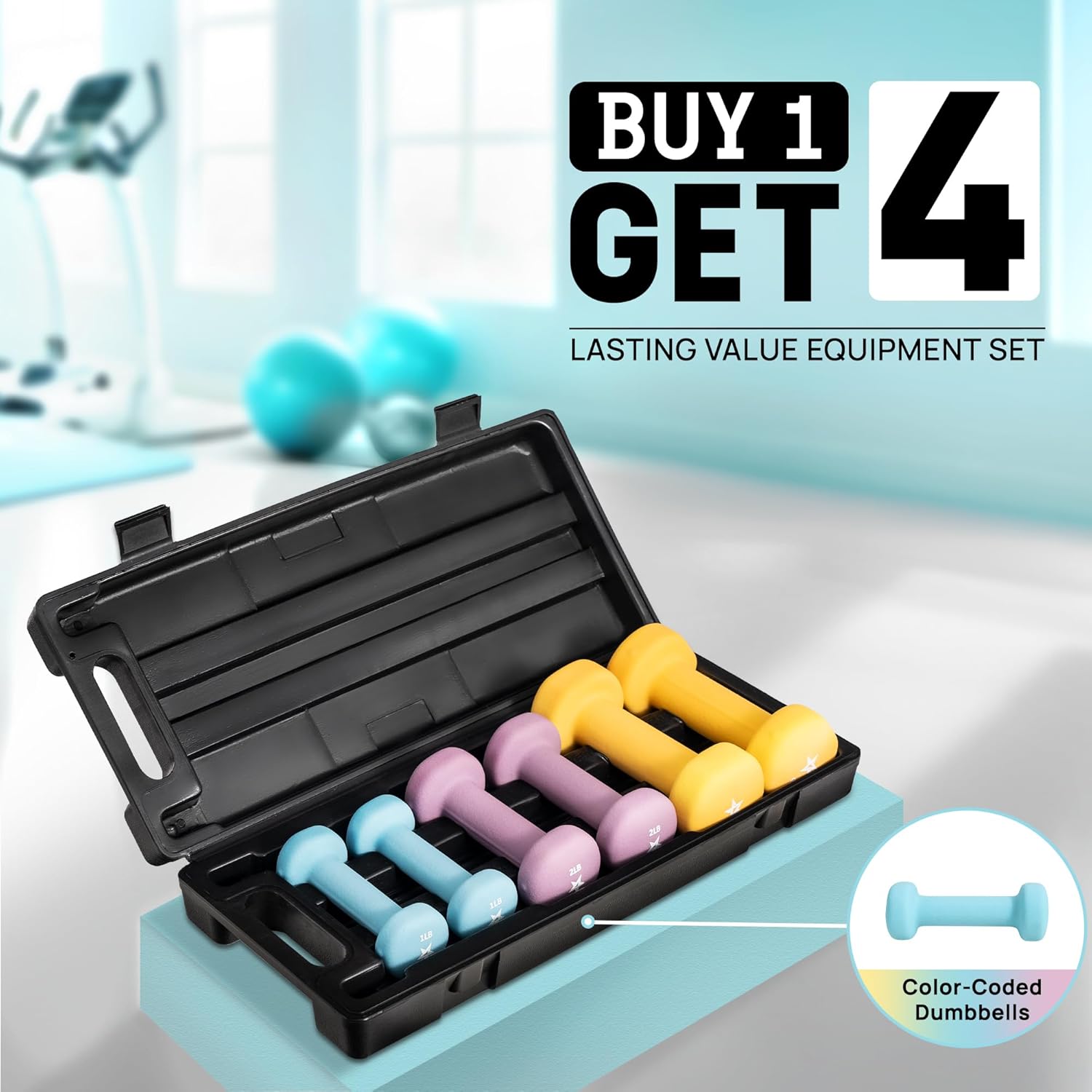 Yes4All Neoprene Coated Dumbbell Hand Weight Sets - Multiple Weight Options with Rack, Anti-roll, Anti-Slip, Hexagon Shape - Image 6