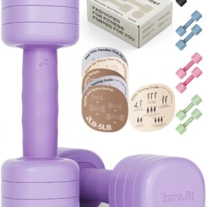 kure.fit Adjustable Dumbbell Set｜2LB 3LB 4LB 5LB Light Hand Weights for Women｜One-Twist Weight Adjustment｜Non-Slip Curved Grip Handle｜Free Weights for Home Gym, Rehab, Pilates, Yoga, Strength Training