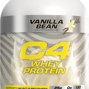 Cellucor C4 Whey Protein Powder, Vanilla Bean – 25g Protein, 0g Added Sugar, 130 Calories Per Serving, Supports Muscle Recovery, 66 Servings, Premium Whey for Post-Workout