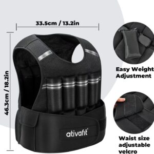 Ativafit Adjustable Weighted Vest Women Men with Reflective Design 2 4 6 8 10 12 14 16 18 20 22 Lbs Running Vest for Strength Training, Walking, Jogging, Weightlifting, Running Men Women Kids 2-22 Lbs