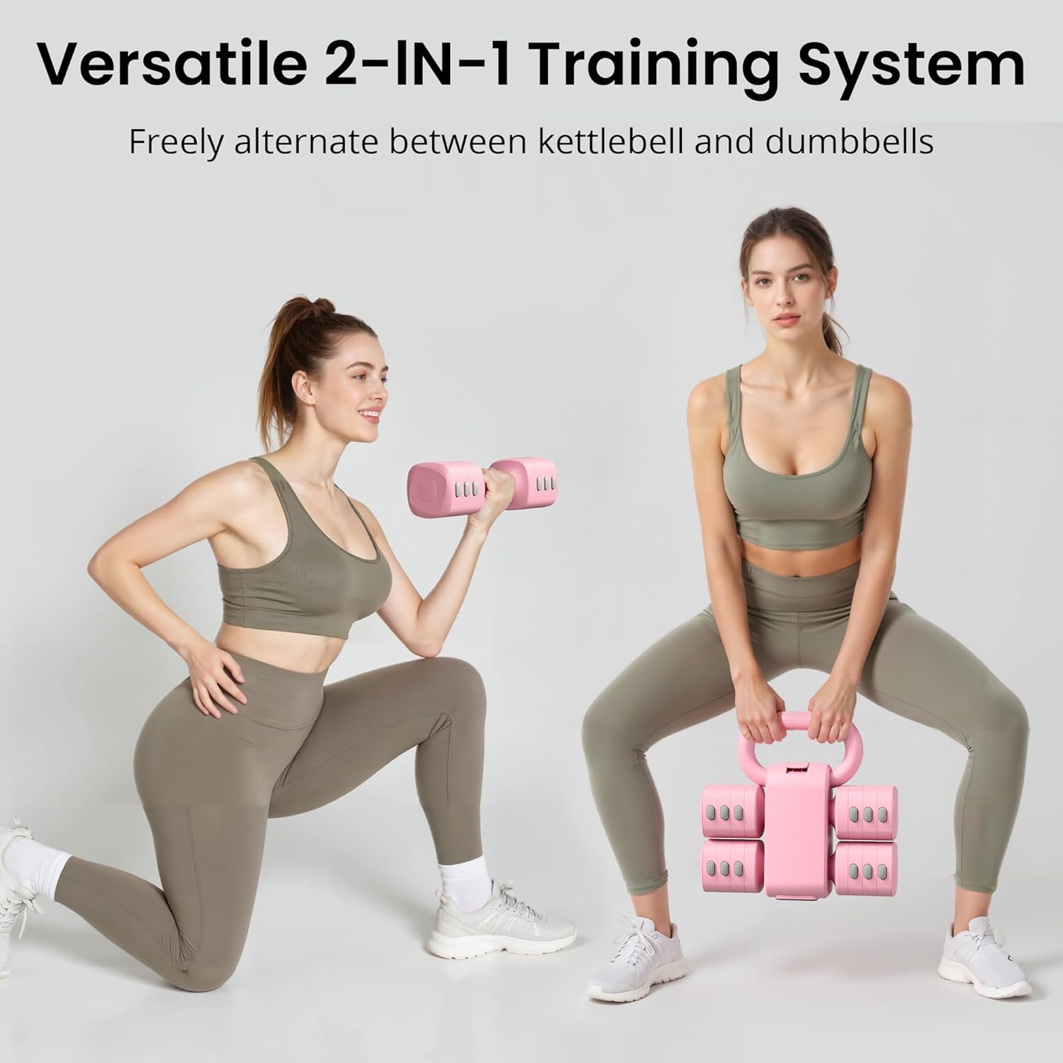2-in-1 Adjustable Dumbbell Set for Women - 4 Levels (2.2lbs to 12.1lbs) - Home Gym Weights for Women at Home - Fitness Dumbbells - Image 3