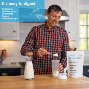 drink wholesome Vanilla Egg White Protein Powder for Sensitive Stomachs | Minimally Processed, Whole-Food Protein | Additive-Free, Dairy-Free, Gluten-Free | Low FODMAP