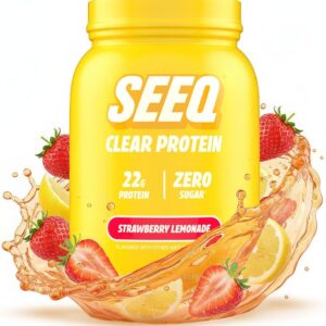 SEEQ Clear Whey Isolate Protein Powder, Strawberry Lemonade – 22 Servings, 22g Protein Per Serving – 0g Lactose, Sugar-Free, Keto-Friendly, Soy Free – Juice-Like Protein, Post-Workout