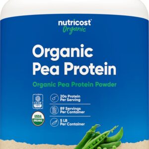 Nutricost Organic Pea Protein Isolate Powder (5LBS) – Unflavored, Certified USDA Organic, Protein from Plants, Vegetarian Friendly, Gluten Free, Non-GMO