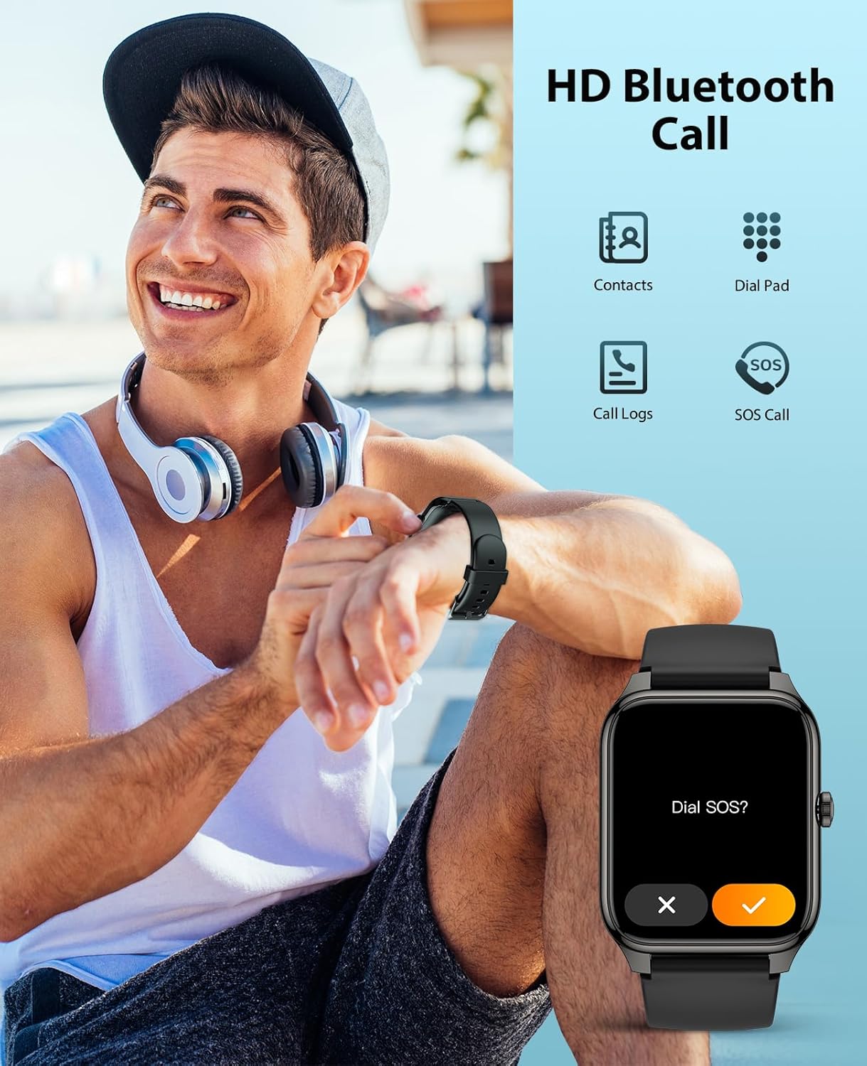 EGQINR Smart Watch, 1.78" AMOLED 368 * 448 HD Screen, 69 Sports Modes Fitness Tracker with Heart Rate, Blood Oxygen, Sleep, IP68 Waterproof Smartwatch with Bluetooth Call for Android iOS - Image 2