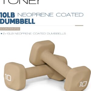 Tone Fitness Neoprene Dumbbell Weight Pairs with Anti-Roll Square Head | Multiple Options