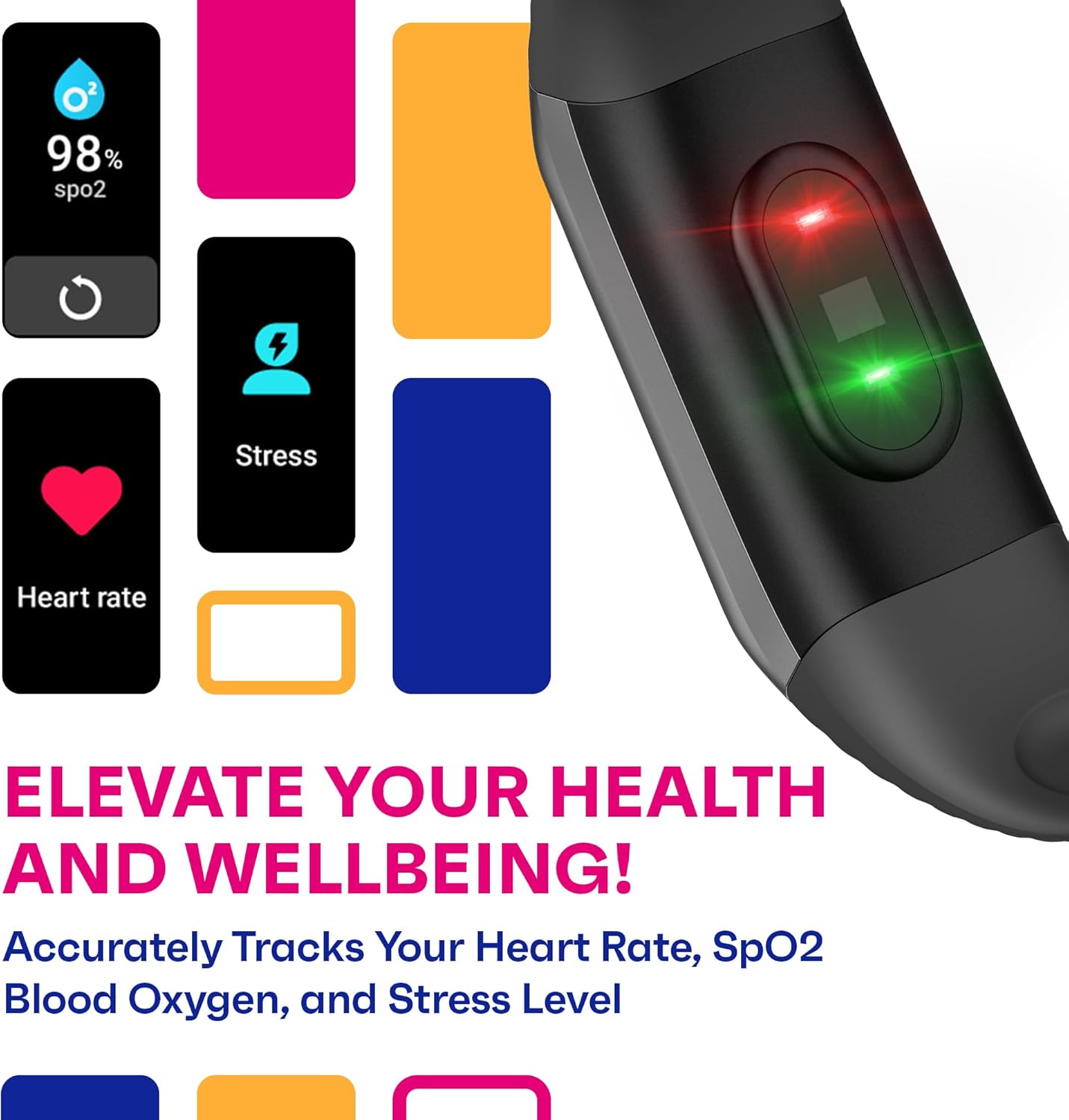 OCTANDRA Active 2 VeryFit Fitness Tracker Heart Rate SpO2 Blood Oxygen Saturation Sleep Monitor 1.05" Screen Activity Step Counter Pedometer IP68 Waterproof Smart Watches for Men Women (ID155) (Pink) - Image 2