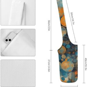 MUSM Portable Yoga Mat Bag with Pocket – Durable Canvas Gym Tote for Women & Men, Multi-Functional Storage Bag Light Orange And Blue Yoga Mat Carrier Bag for Gym, Home, Travel