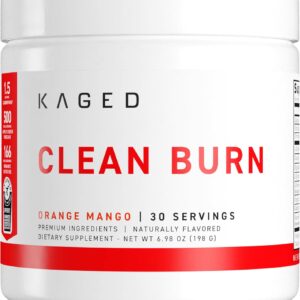KAGED Clean Burn | Thermogenic Fat Burner Powder | CaloriBurn GP, L Carnitine, Coconut Water | Boost Metabolism, Energy, Focus | Orange Mango