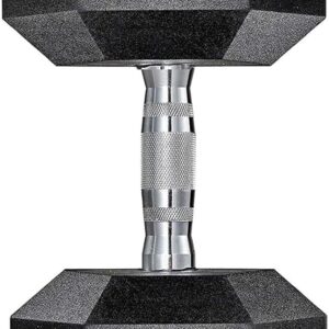 LIFERUN Single Dumbbell Rubber Coated Cast Iron Hex Black Dumbbell Free Weights, 30-85lb