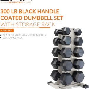 CAP Barbell Rubber Coated Hex Dumbbell Set with Vertical Rack | 100-300 lbs Free Weights Dumbbells Set for Home Gym | Multiple Options