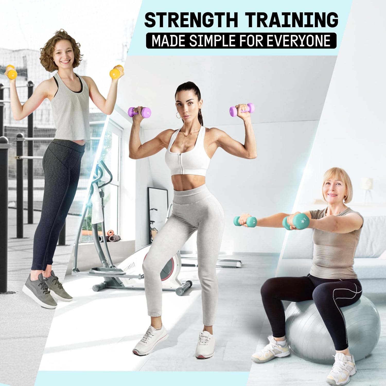 Yes4All Neoprene Coated Dumbbell Hand Weight Sets - Multiple Weight Options with Rack, Anti-roll, Anti-Slip, Hexagon Shape - Image 4