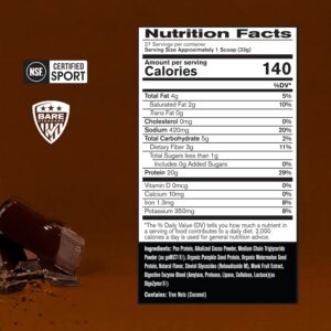 BARE PERFORMANCE NUTRITION Vegan Protein, Plant Based Protein, Pea Protein, Watermelon Protein and Pumpkin Protein, Naturally Sweetened and Flavored (27 Servings, Chocolate)