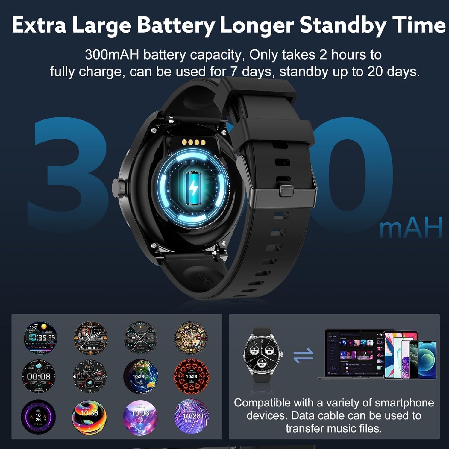 Smart Watch with Earbuds,2 in 1 Watch with Earbuds for Android iOS Can Receive Calls Messages Sleep Tracker Calorie Counter for Men Women - Image 5