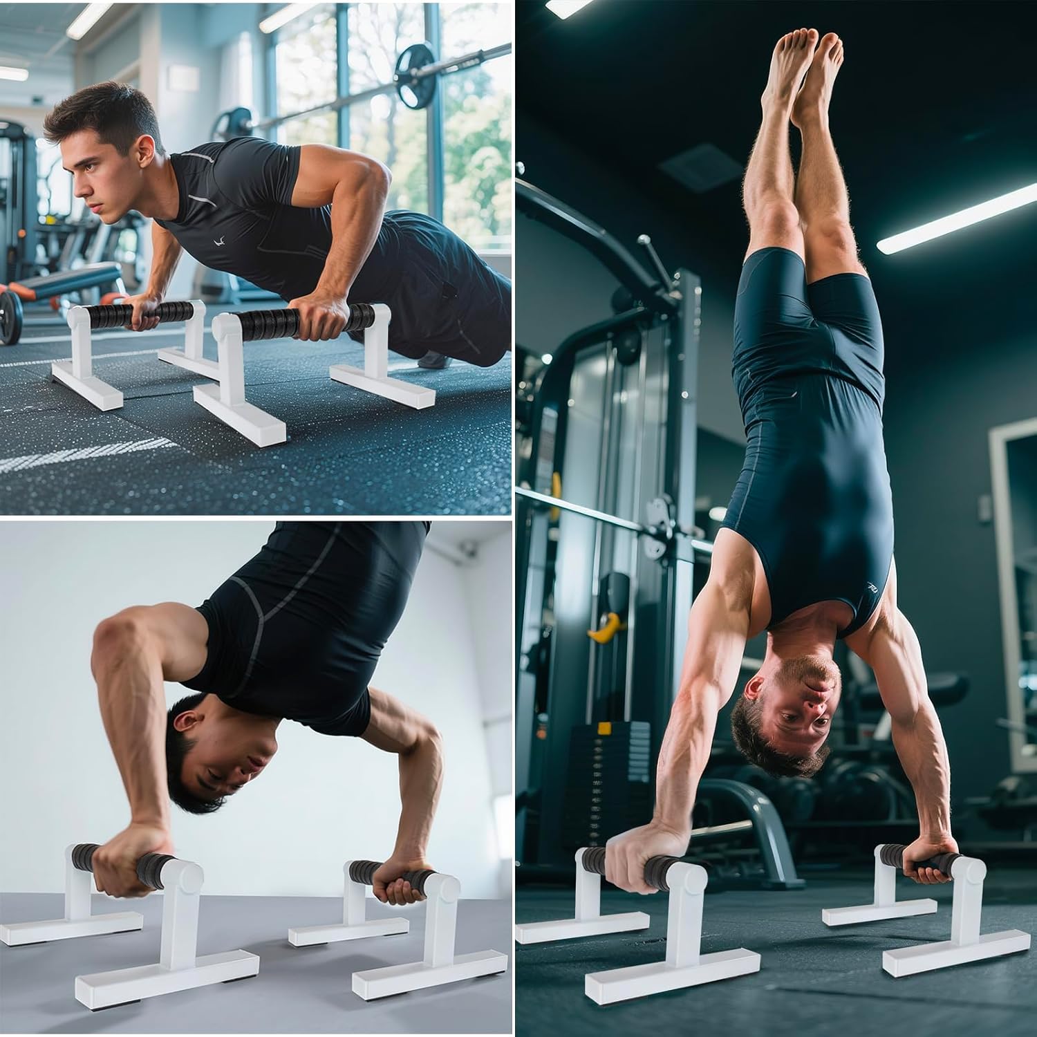 BESTWEI Wooden Parallettes Push Up Bars for Floor, Strength Training Pushup Stands Handles for Home Calisthenics, Fitness, Floor Workouts Solid Wood with White Metal Bracket, Support 500 lbs - Image 6