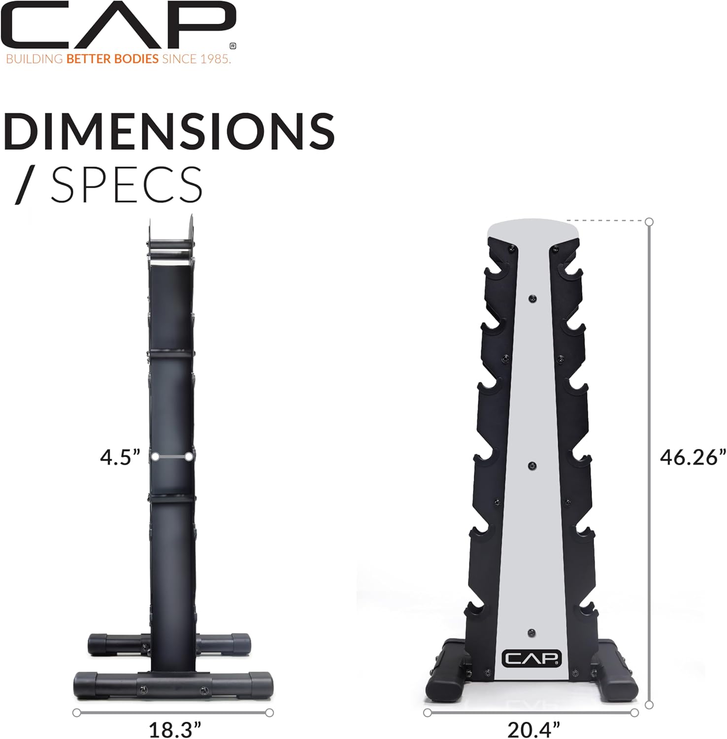 CAP Barbell Rubber Coated Dumbbell Weight Set with Vertical Rack | 100 lb, 150 lb, and 210 lb Options - Image 3