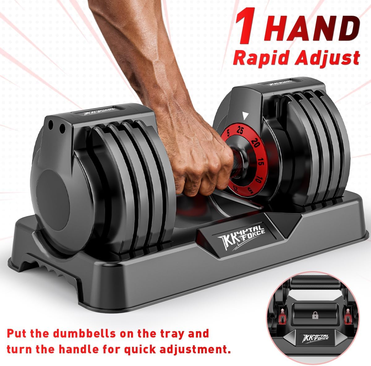25/55lbs Adjustable Dumbbells Set, Dumbbells with Anti-Slip Metal Handle for Exercise & Fitness Fast Adjust Weight for Full Body Workout Fitness - Image 5