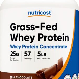 Nutricost Grass-Fed Whey Protein Concentrate (Chocolate) 5LBS – Undenatured, Non-GMO, Natural Flavors…