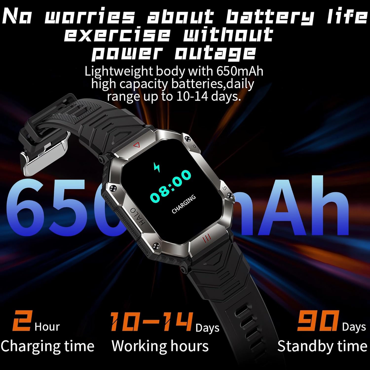 Pard 2.0-inch IPS Screen Outdoor Travel Smart Sports Fitness Tracker, Ultra-Light Smart Watch, Black - Image 7