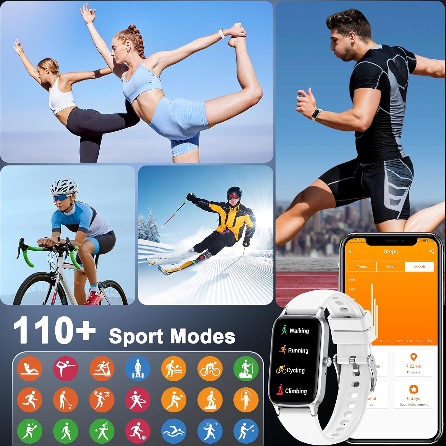 Smart Watch for Men Women(Answer/Make Call), 2025 HD Touch Fitness Activity Tracker 1.57” Smartwatch with Heart Rate/Sleep Monitor/Pedometer/113+ Sports, IP68 Waterproof Fitness Watch for Android iOS - Image 5