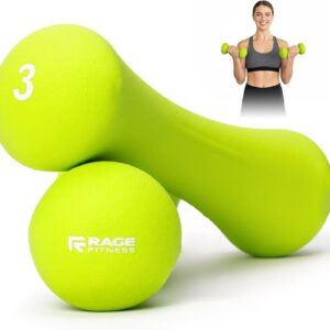 Rage Fitness Dumbbell Hand Weight (Sold in Pairs), PVC Coated, Texturized Rubber Exercise & Fitness Dumbbell for Home Gym Equipment Workouts Strength Training & Anti-Slip Free Weights for Women, Men
