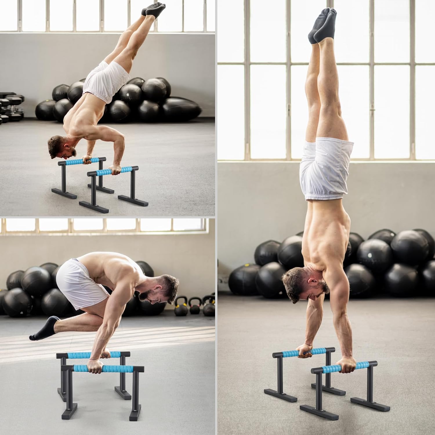 Strength Training Parallettes I-Sit Push Up Bars, Pushup Handles Calisthenics Equipment for Home Workout, Anti-slip Gymnastics Bars, Handstand & Dip Bar for Outdoor Exercise - Image 7