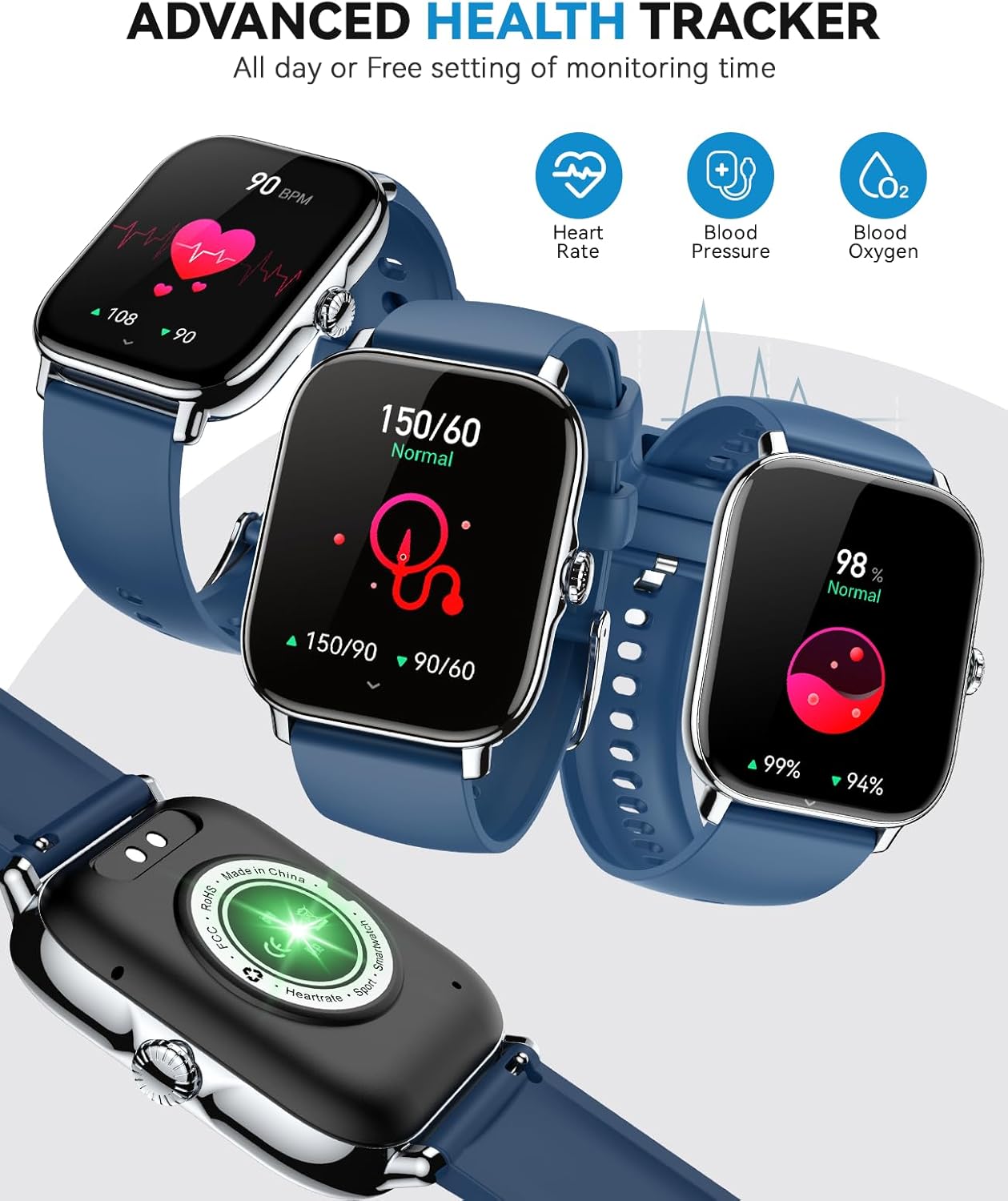 Smart Watch for Women Men- Answer/Make Call, 2025 IP68 Waterproof Fitness Step Sleep Tracker Watch with Monitor Activity Counter Smartwatch for Andriod iPhone iOS Samsung Compatible - Image 4