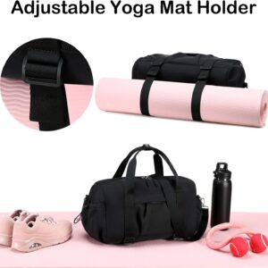 LEDAOU Small Gym Bag for Women, Mini Duffle Bag with Yoga Mat Holder Lightweight Carry On Sports Bag with Separate Shoe Pocket and Wet Pocket Duffel Bags Dance Yoga Workout Bag