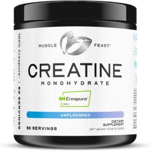 Muscle Feast Creapure Creatine Monohydrate Powder, Vegan Keto Friendly Gluten-Free, Mass Gainer, Muscle Recovery Supplement and Trusted Creatine for Muscle Growth, Creatine Powder, Unflavored, 300g