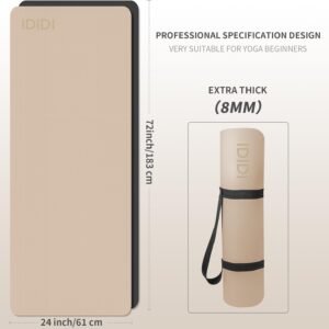 Yoga Mat with Strap,Non-Skid Workout Mat,8mm Thick Yoga Mat,POE Yoga Mats for Women Men Kids,Exercise Mat with Easy-Cinch,72″x24″x0.32” (183x61x0.8cm)