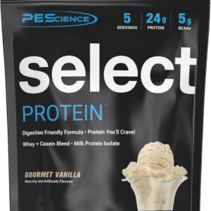 PEScience Select Protein Powder, Whey and Casein Blend, Clean Protein Powder for Women and Men, Low Calorie, Low Carb, Keto Friendly, Gluten Free – Gourmet Vanilla – 5 Servings