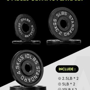 Cast Iron 2-Inch Olympic Weight Plates Set for Strength Training, Barbell Free Weight Plate Set for Weightlifting in Home Gym, Multiple Sizes From 2.5LB to 40LB