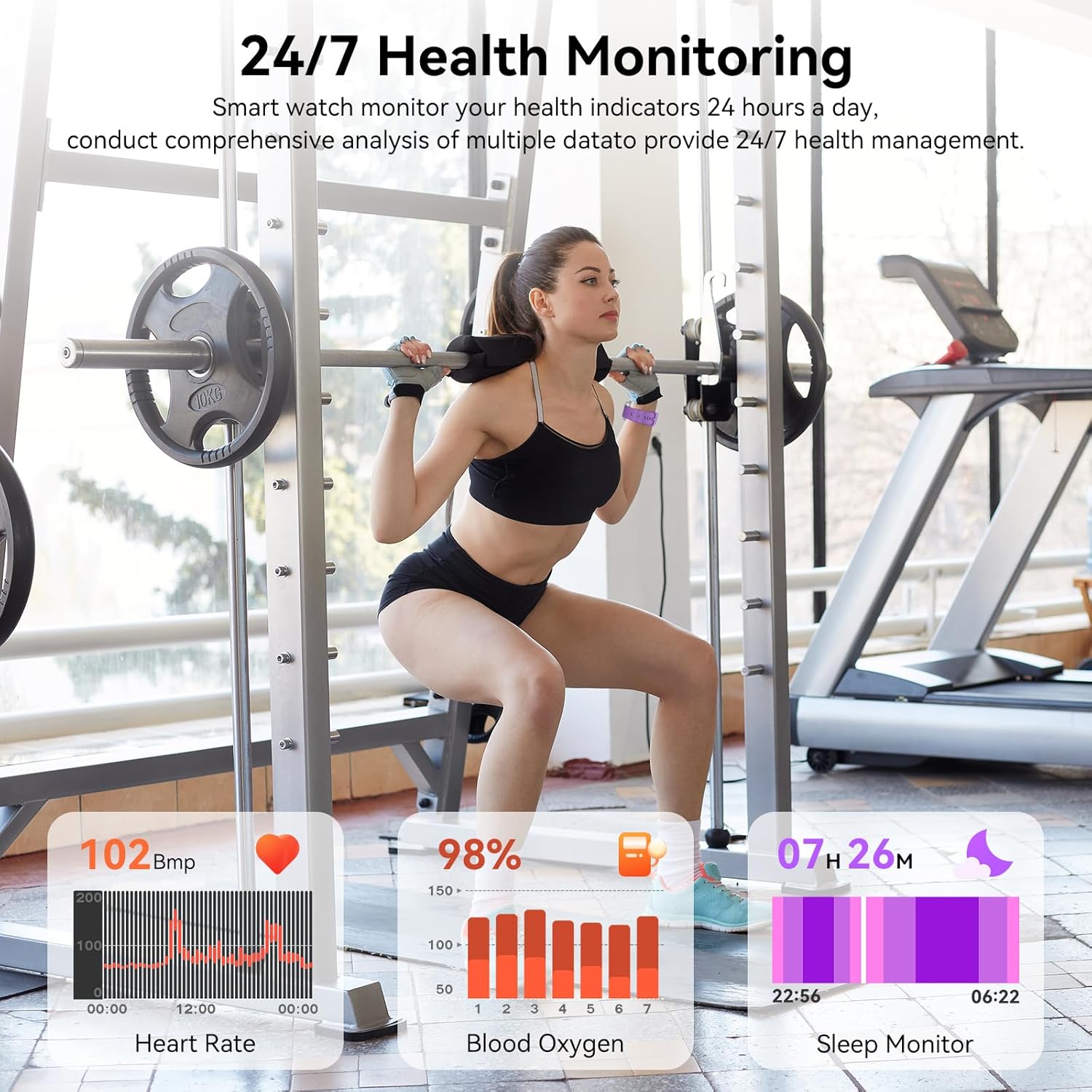 Smart Watch for Men Women, 1.85" HD Smart Watch with Bluetooth Calls, 120+ Sport Modes Fitness Watch, Fitness Tracker 24/7 Heart Rate/Sleep Monitor, IP68 Waterproof, iOS Android Compatible (Purple) - Image 4
