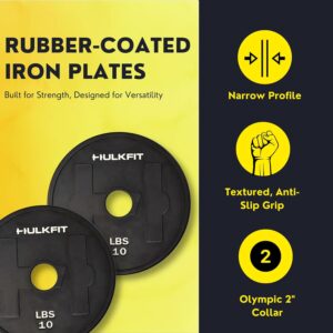 HulkFit 2-inch Rubber Coated Steel Weight Plates Set for Loadable Dumbbell Bar & Plate Only Strength Training – Black