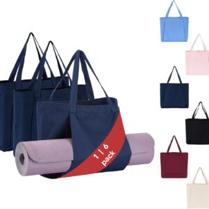1 | 6 Pack Yoga Mat Tote Bag with Inside Pocket – 100% Cotton Reusable Gym Carrier for Pilates, Fitness, Travel, Daily Use