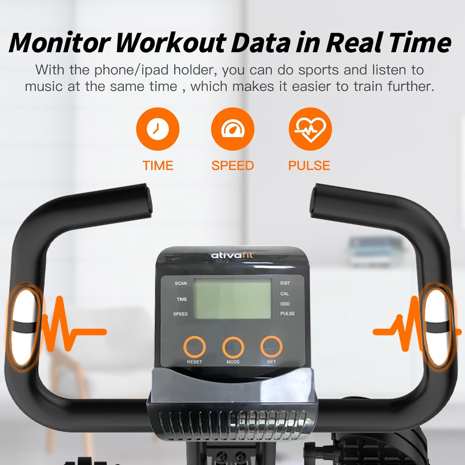 ATIVAFIT Exercise Bike Foldable Fitness Indoor Cycling Bike Magnetic 3 in 1 Upright Recumbent Exercise Bike with Resistance Bands for Home Workout - Image 5