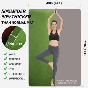 Hatha Yoga Large TPE Yoga Mat 6’x4’x1/2″ Extra Thick Non-Slip Exercise Mat – for Yoga Pilates & Home Gym Workouts