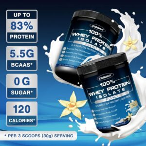 ZEBORA Whey Protein Powder, Vanilla Flavor, Grass Fed Whey Protein Isolate, 25g Protein Per Serving, Keto Friendly, 10.58 Oz, 10 Servings