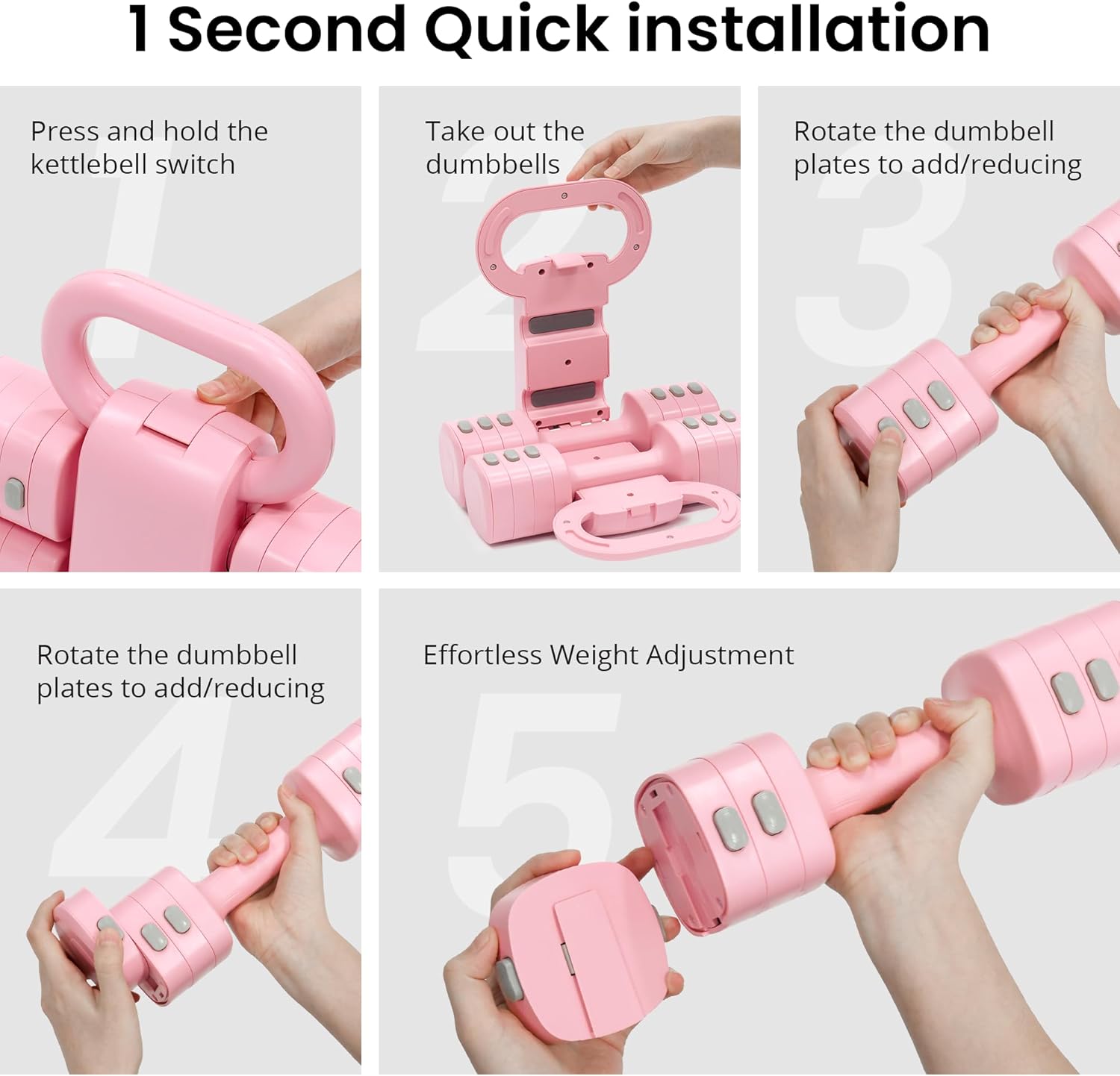 2-in-1 Adjustable Dumbbell Set for Women - 4 Levels (2.2lbs to 12.1lbs) - Home Gym Weights for Women at Home - Fitness Dumbbells - Image 7
