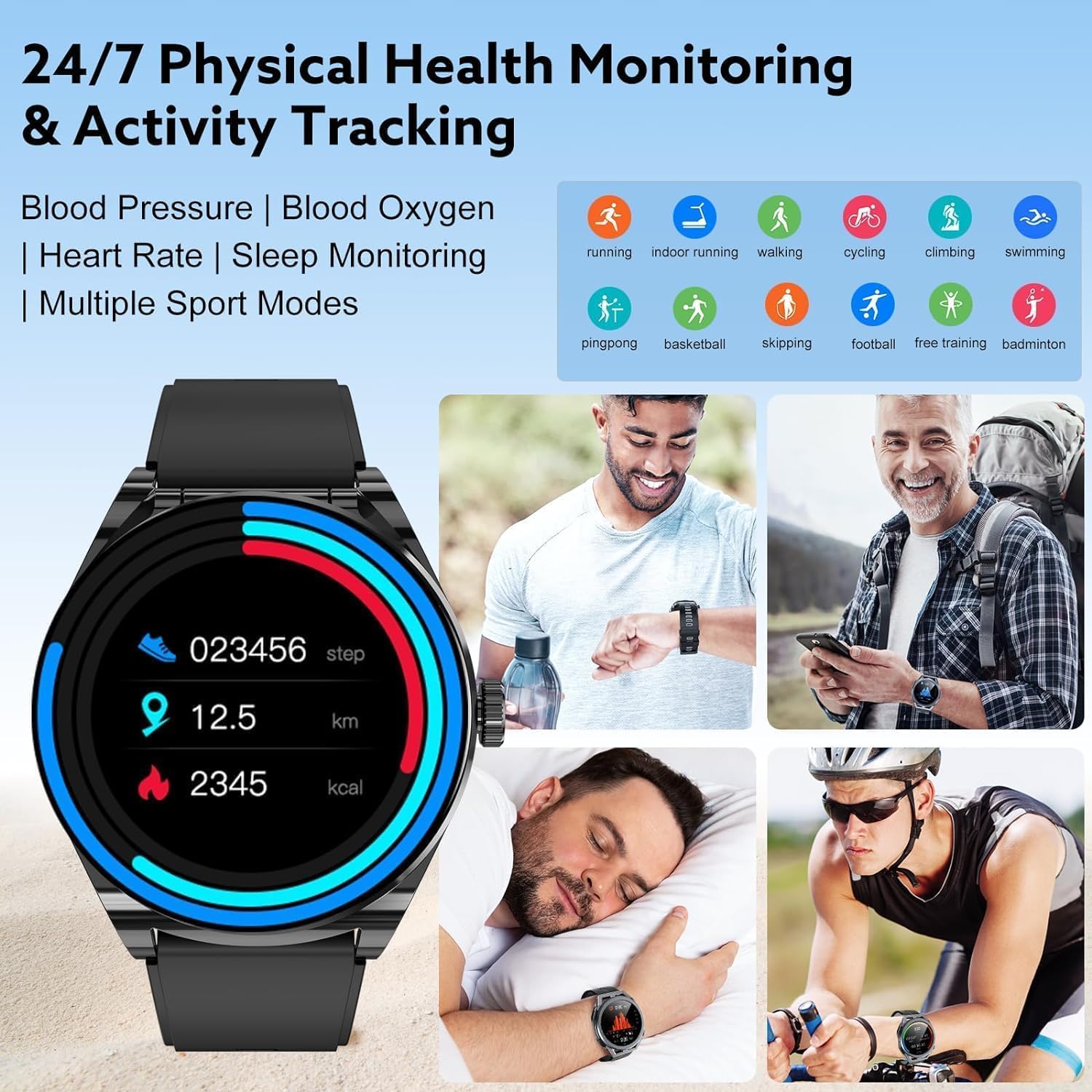Smart Watch with Earbuds,2 in 1 Watch with Earbuds for Android iOS Can Receive Calls Messages Sleep Tracker Calorie Counter for Men Women - Image 4