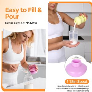 BooMetCheer 2 Pack Protein Powder Container to Go with Keychain & Keyring, Large Capacity, Clear, Leakproof, Ideal for workouts, fitness, or travel (Pink&Yellow)