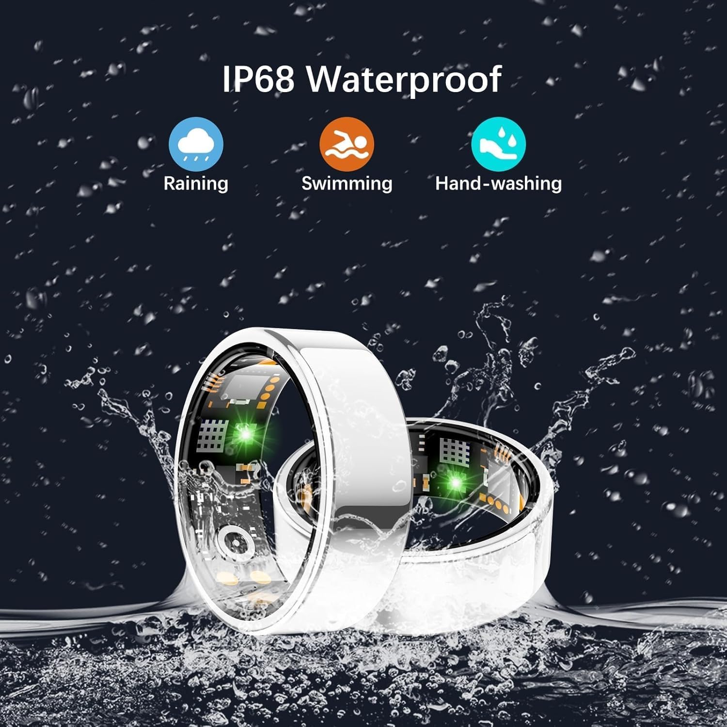 Health Tracker Ring, Smart Health Ring for Women Men with Heart Rate, Blood Oxygen, Sleep Monitor, Steps,Calories, No Subscription Fee, IP68 Waterproof Smart Ring for iPhone & Android (Silver, 7#) - Image 8